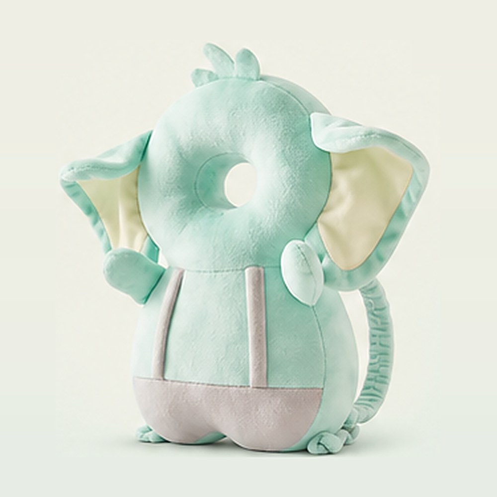 Bibbito Head Cushion in the Elephant design, a soft mint plush elephant cushion with big ears