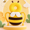 Bibbito Head Cushion in the Yellow Bee design, a soft yellow plush bee cushion with backpack-style straps